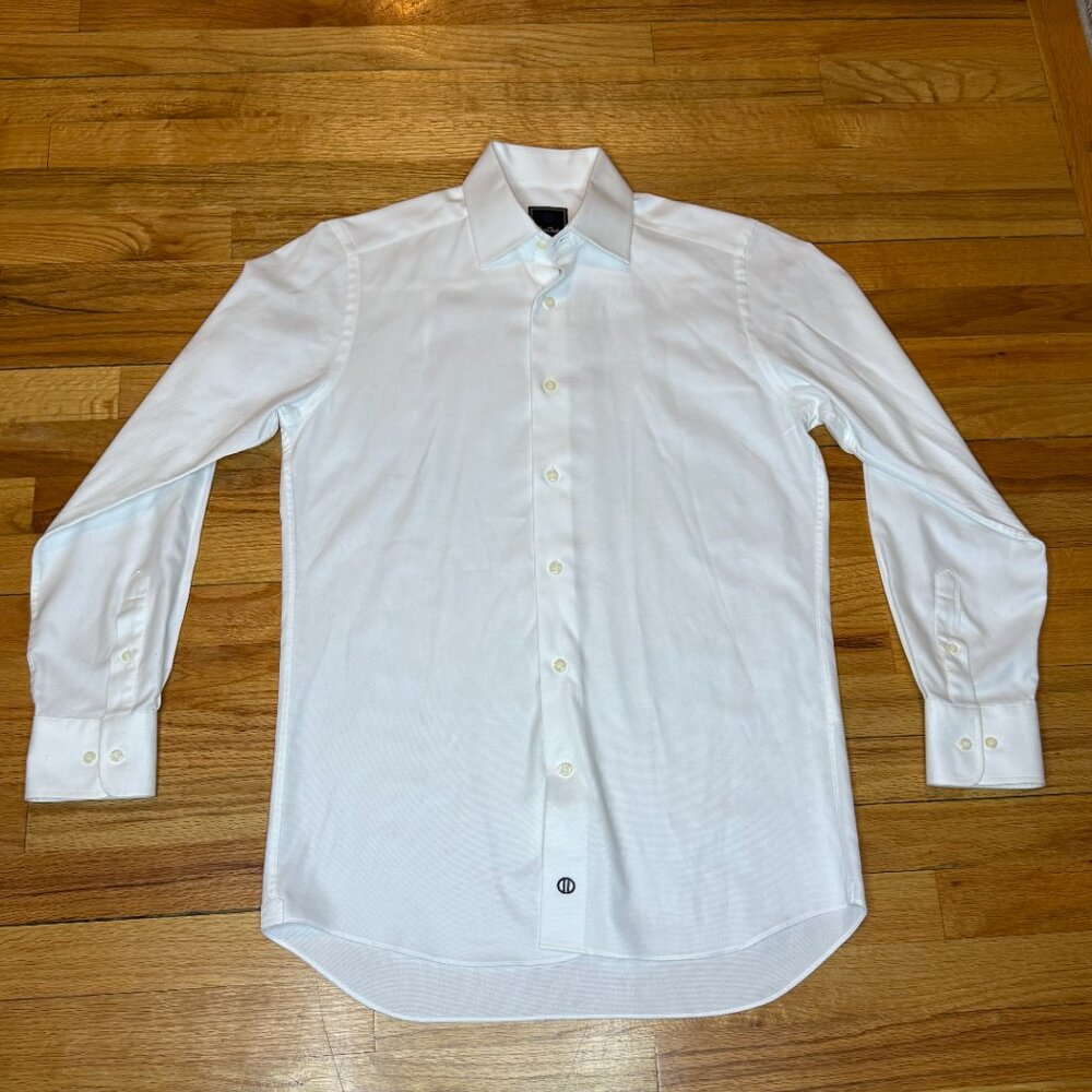 DAVID DONAHUE MENS WHITE MICRO DOBBY TRIM-FIT DRESS SHIRT SIZE 15 32/33 $155